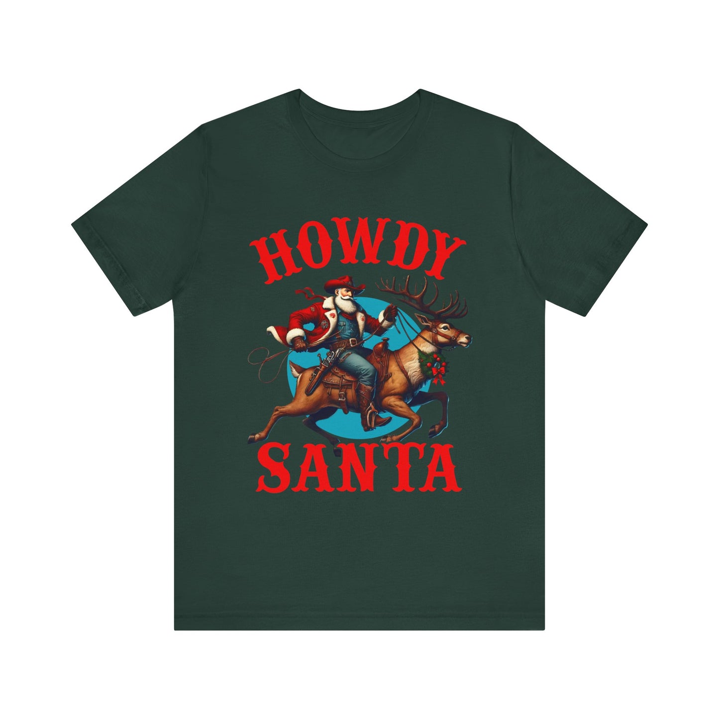 Howdy Santa Shirt – Funny Western Cowboy Riding Reindeer Christmas Rodeo Tee