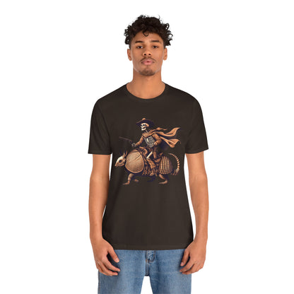 Cowboy Skeleton Riding Armadillo Shirt – Howdy Western Texas Rodeo Tee