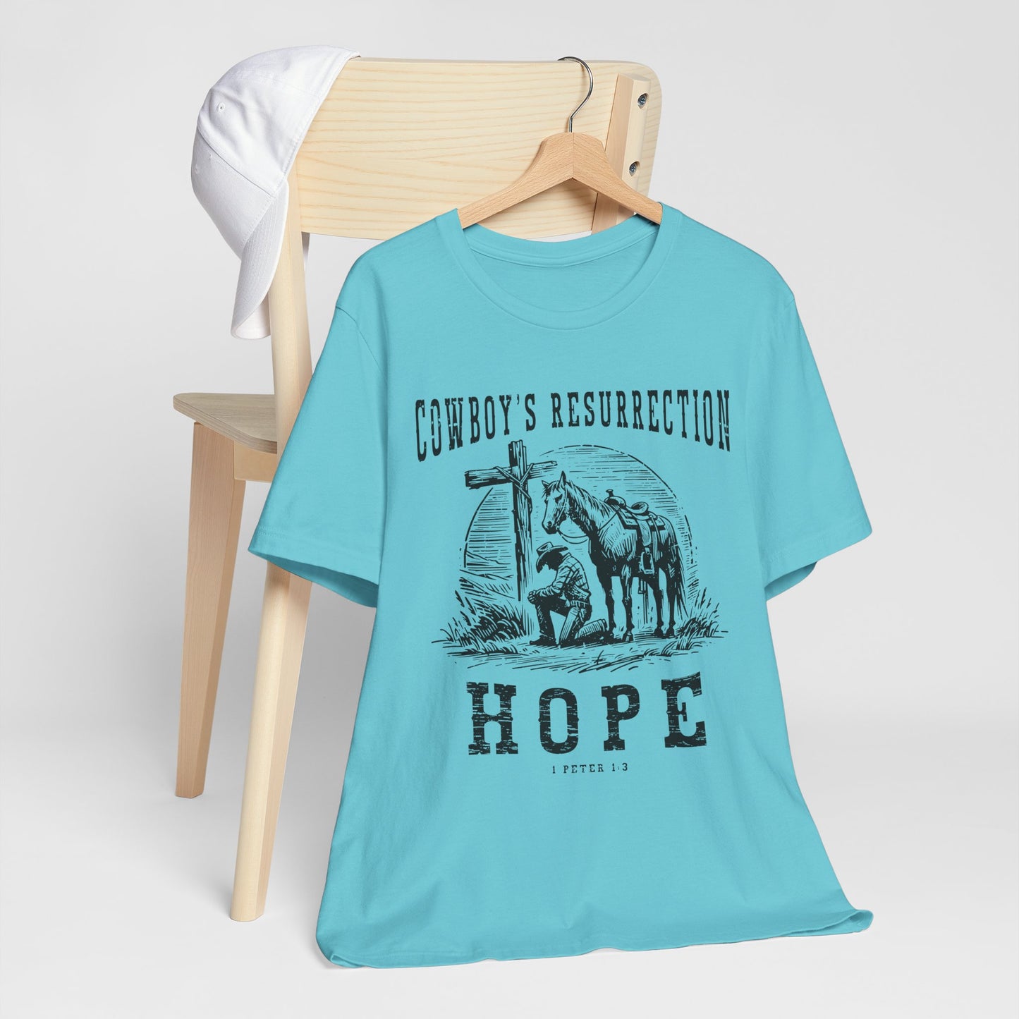 Cowboy’s Resurrection Hope Shirt – Christian Cross Western Rodeo Tee