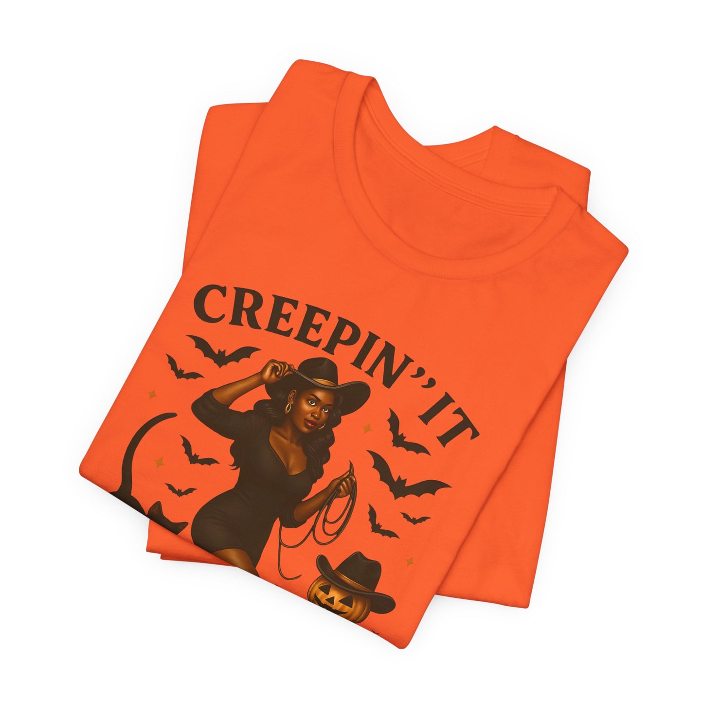 Creepin’ It Country Shirt – Spooky Cowgirl Pumpkin Western Halloween Tee