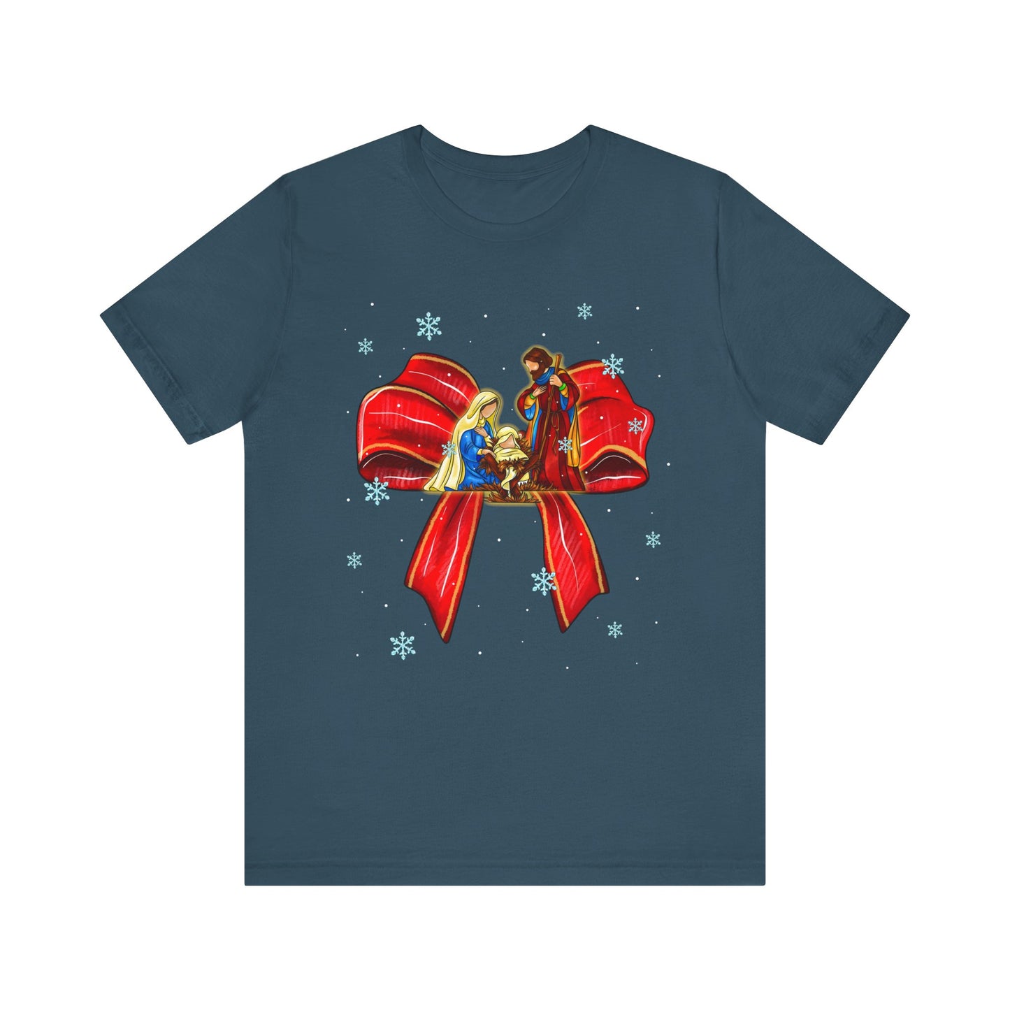 Nativity Scene Christmas Shirt – Coquette Bow Faith Holiday Pajama Tee