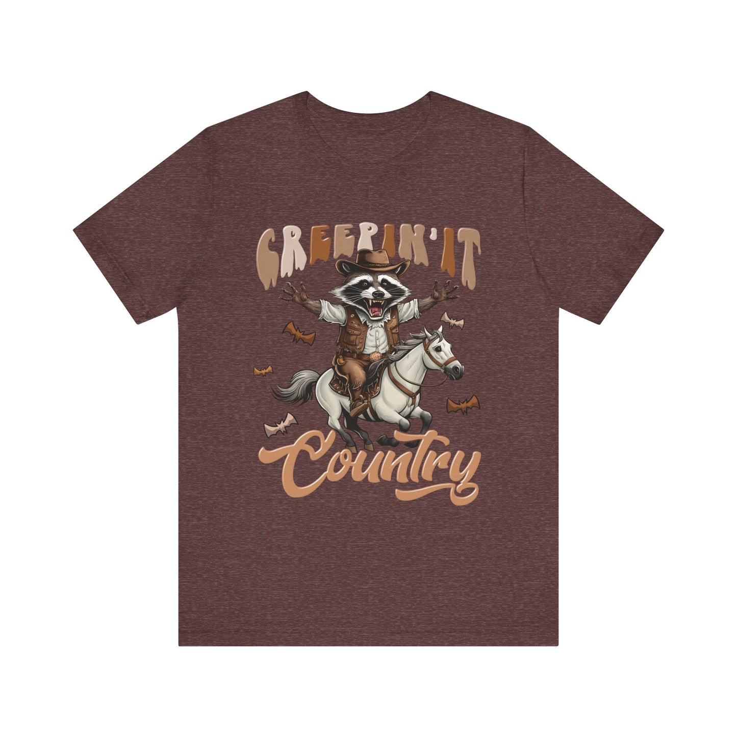 Creepin It Country Creepy Raccoon Halloween Horse Ride Howdy T-Shirt