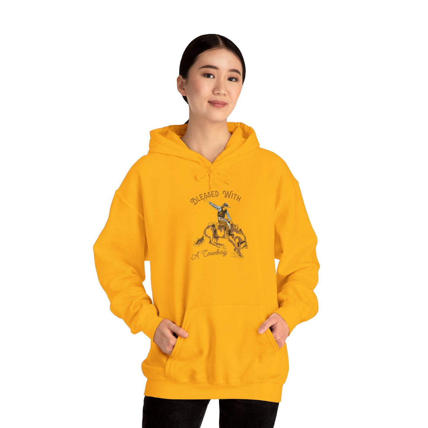Blessed with a Cowboy Hoodie – Retro Christian Western Rodeo Country Pullover