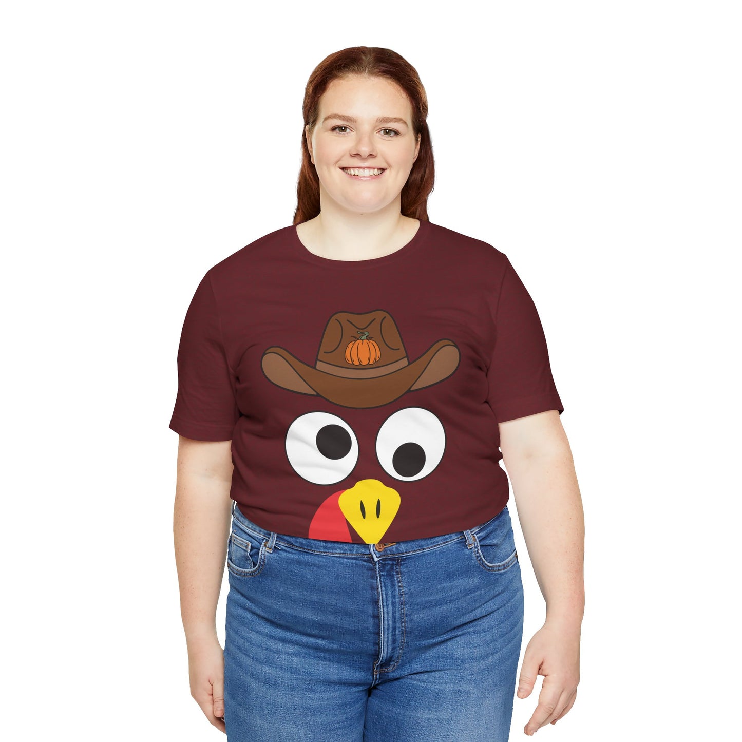 Thanksgiving Couples Turkey Face Shirt – Funny Cowboy & Cowgirl Matching Tee