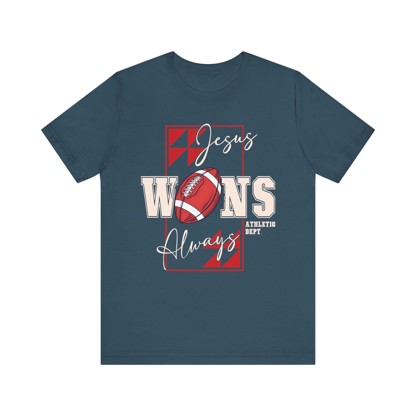Jesus Wins Always Shirt – Christian Football Faith Player Sports Tee