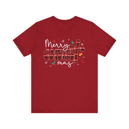 Merry Christmas Cross Shirt – Christian Buffalo Plaid Family Pajama Tee
