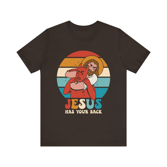 Hey Devil Jesus Has Your Back T-Shirt, Funny Christian Retro Halloween Tee