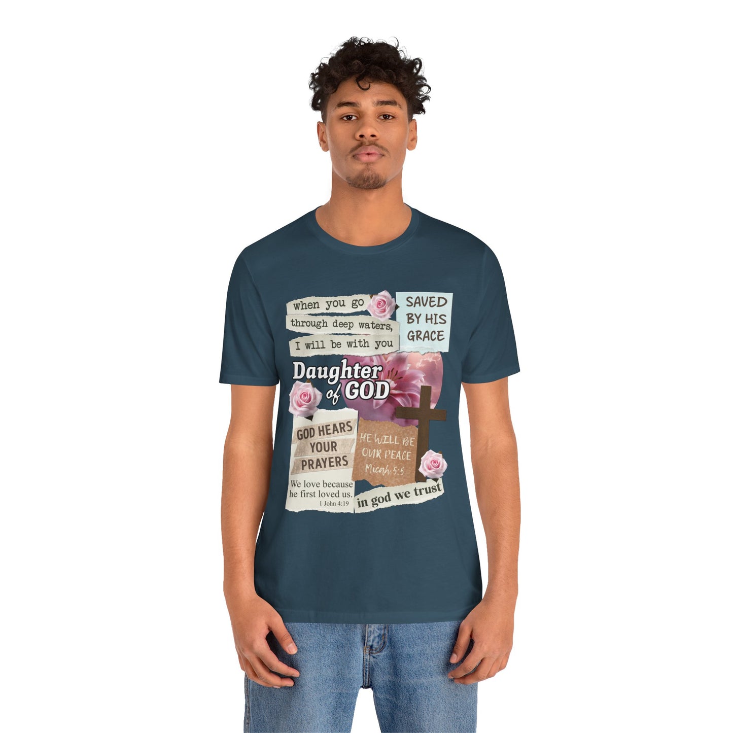 Daughter of God Shirt – Christian Floral Bible Verse Encouraging Faith Tee for Women