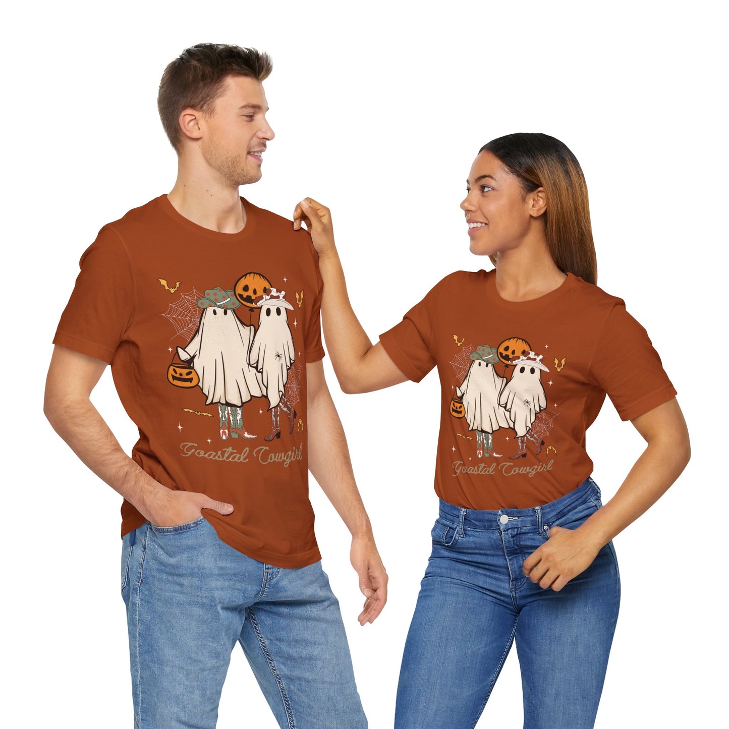 Ghostal Coastal Cowgirl T-Shirt, Western Ghost Halloween Tee, Spooky Cute Rodeo Shirt
