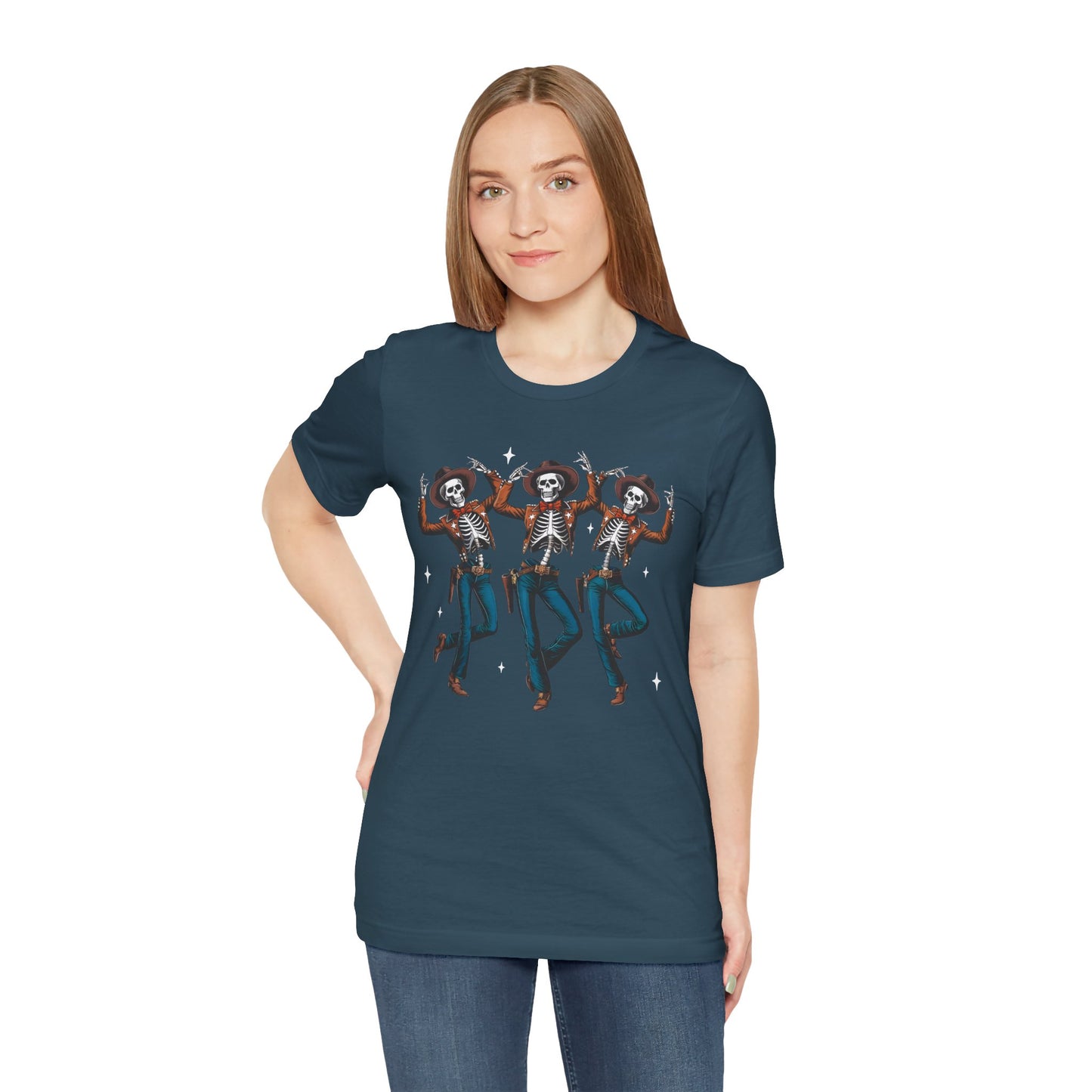 Halloween Western Dancing Skeletons Cowboy Creepy Country T-Shirt