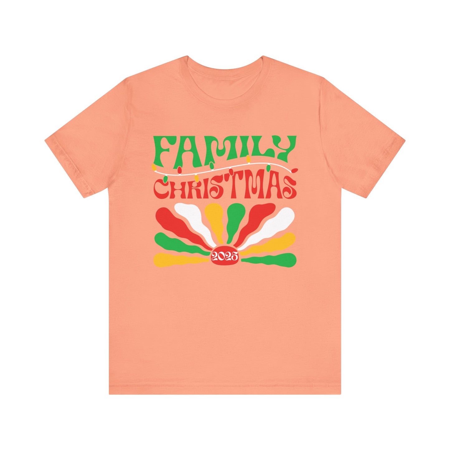 Family Christmas 2025 Shirt – Retro Groovy Matching Holiday Sunburst Tee