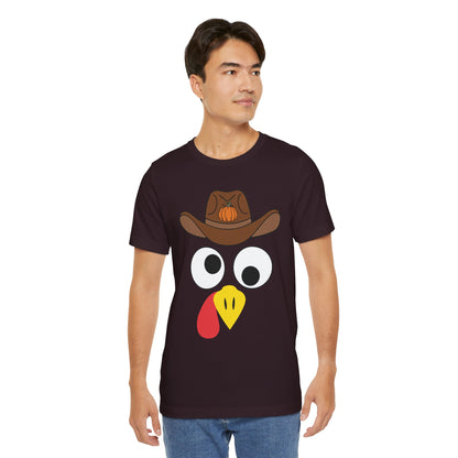 Thanksgiving Couples Turkey Face Shirt – Funny Cowboy & Cowgirl Matching Tee