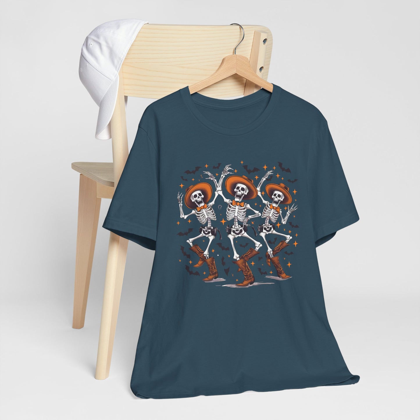 Dancing Skeleton Cowboy Western Rodeo Halloween Spooky Vibes T-Shirt