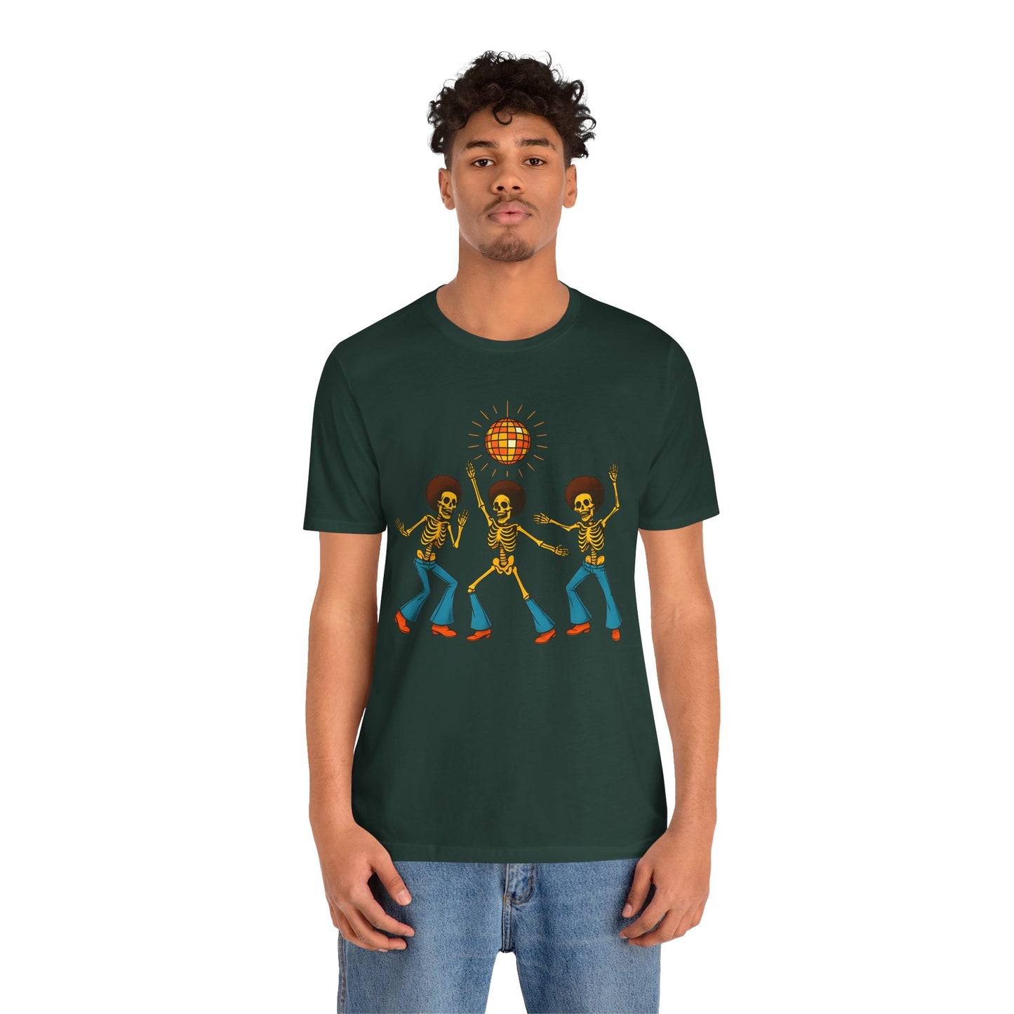 Disco Skeletons Dancing Shirt – Funny Retro 70s Halloween Party Tee