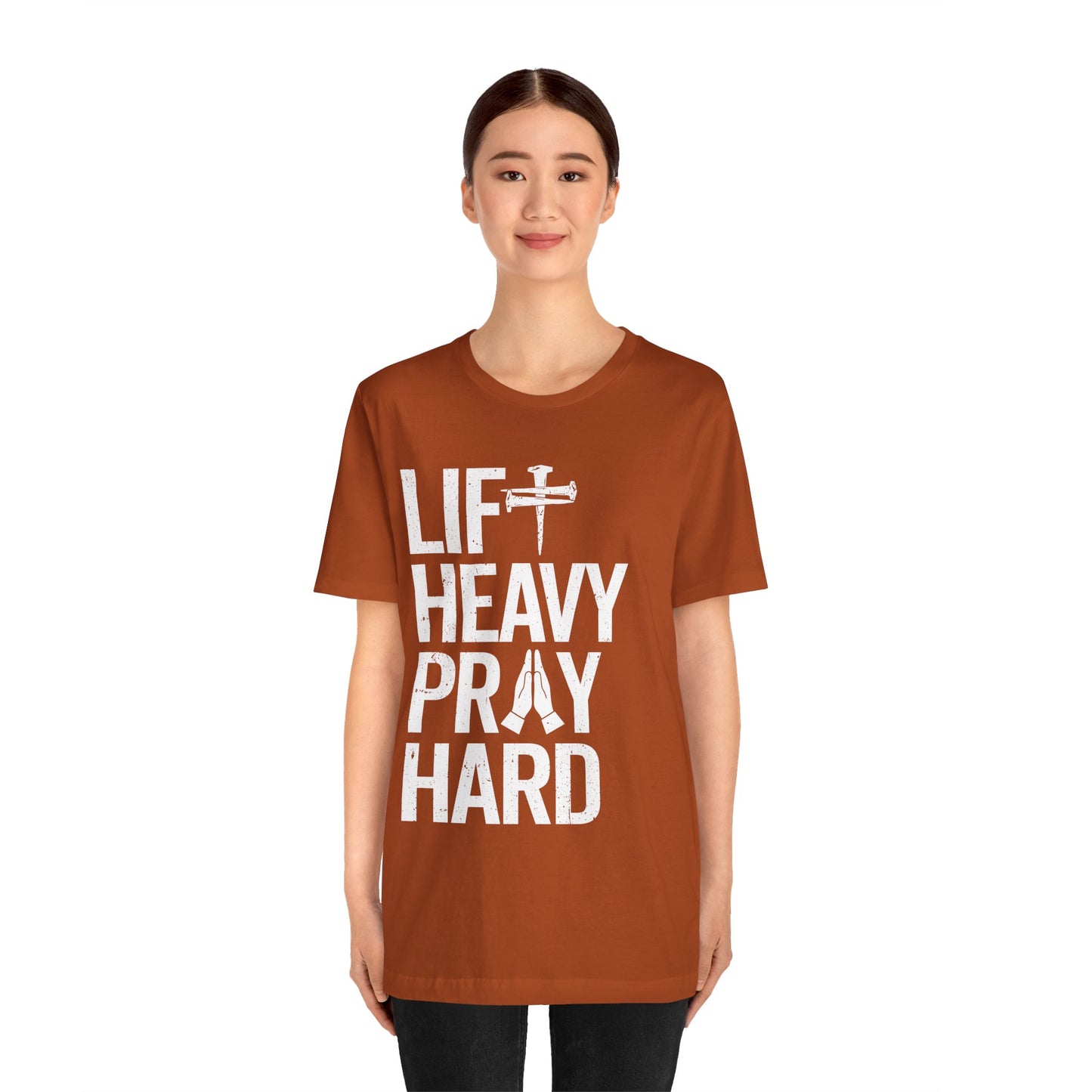 Lift Heavy Pray Hard Cross Nails Trendy Christ Gym Vintage T-Shirt