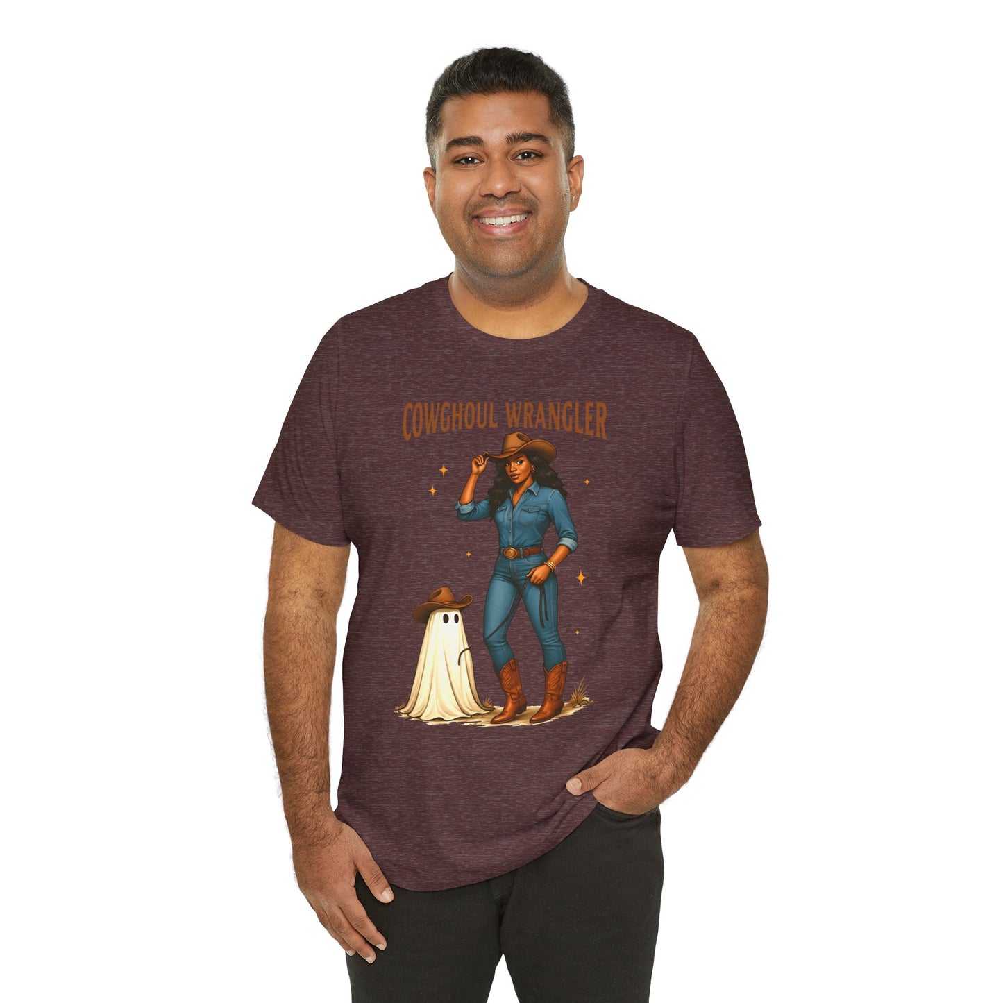 Cowghoul Wrangler Shirt Western Cowgirl Cowboy Ghost Halloween Tee, Spooky Rodeo Fall Outfit
