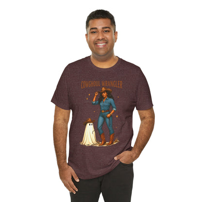 Cowghoul Wrangler Shirt Western Cowgirl Cowboy Ghost Halloween Tee, Spooky Rodeo Fall Outfit