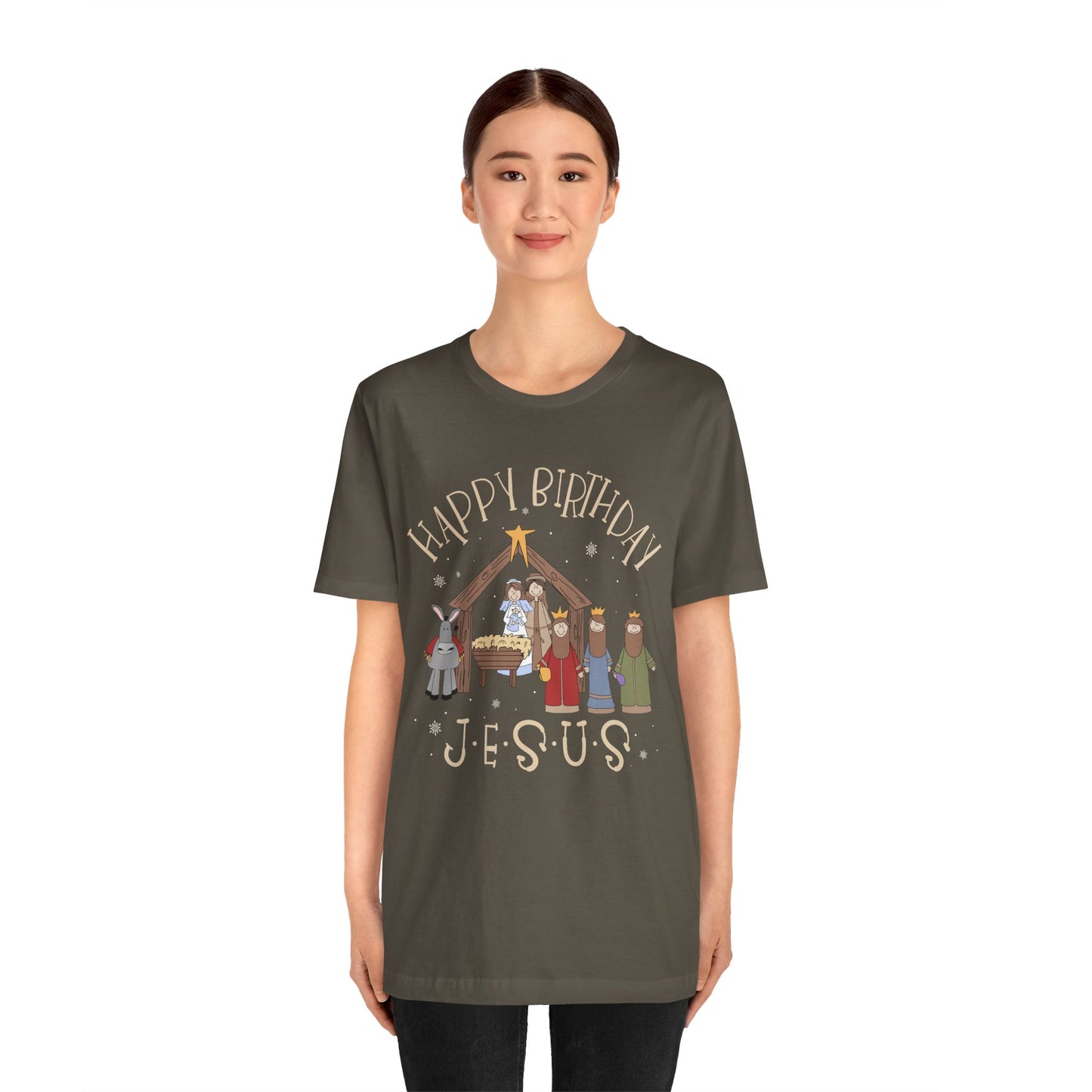 Nativity Happy Birthday Jesus Shirt – Christian Faith-Filled Christmas Tee