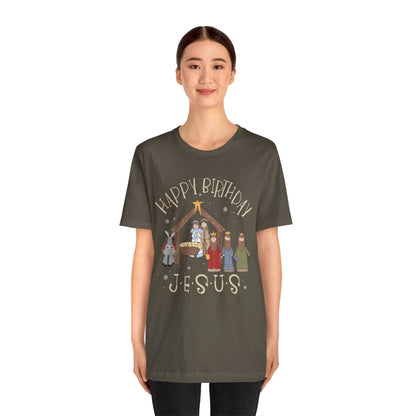 Nativity Happy Birthday Jesus Shirt – Christian Faith-Filled Christmas Tee