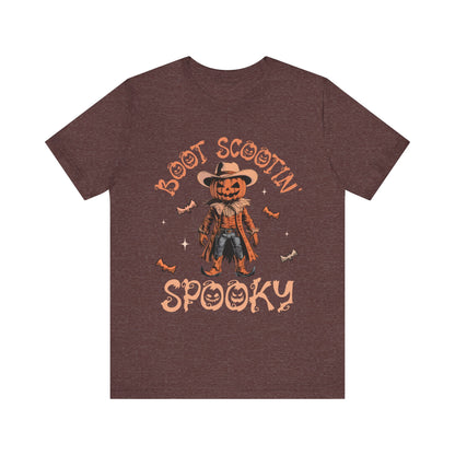 Boot Scootin’ Spooky Shirt – Funny Cowboy Pumpkin Head Western Halloween Tee
