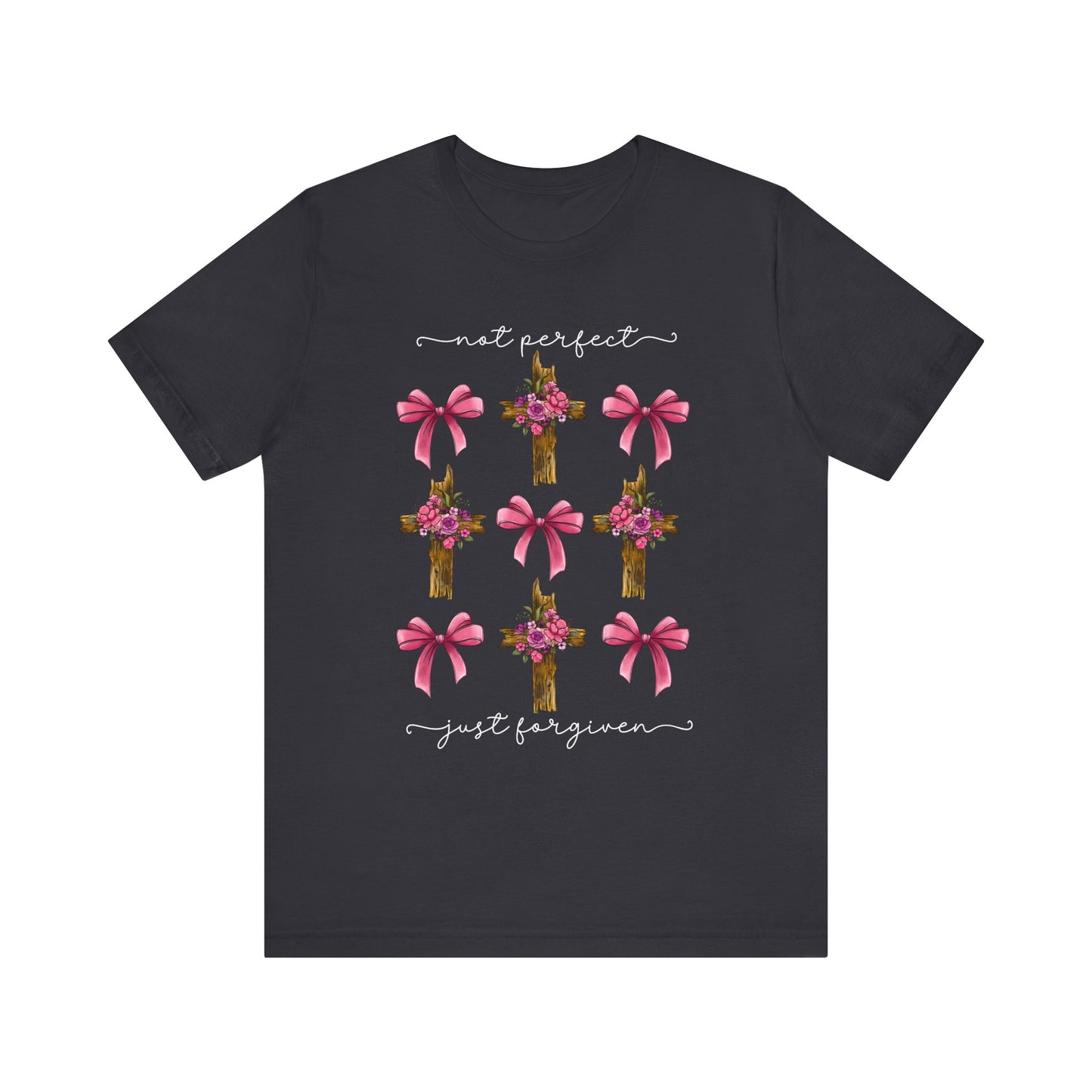 Not Perfect Just Given Shirt – Christian Coquette Bow Cross Faith Tee