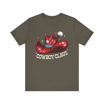 Cowboy Claus Christmas Shirt – Western Santa Hat Funny Cowboy Holiday Tee
