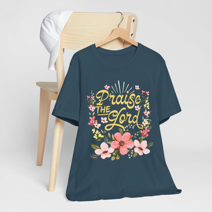 Praise the Lord Shirt – Christian Worship Groovy Retro Daisy Floral Faith Tee