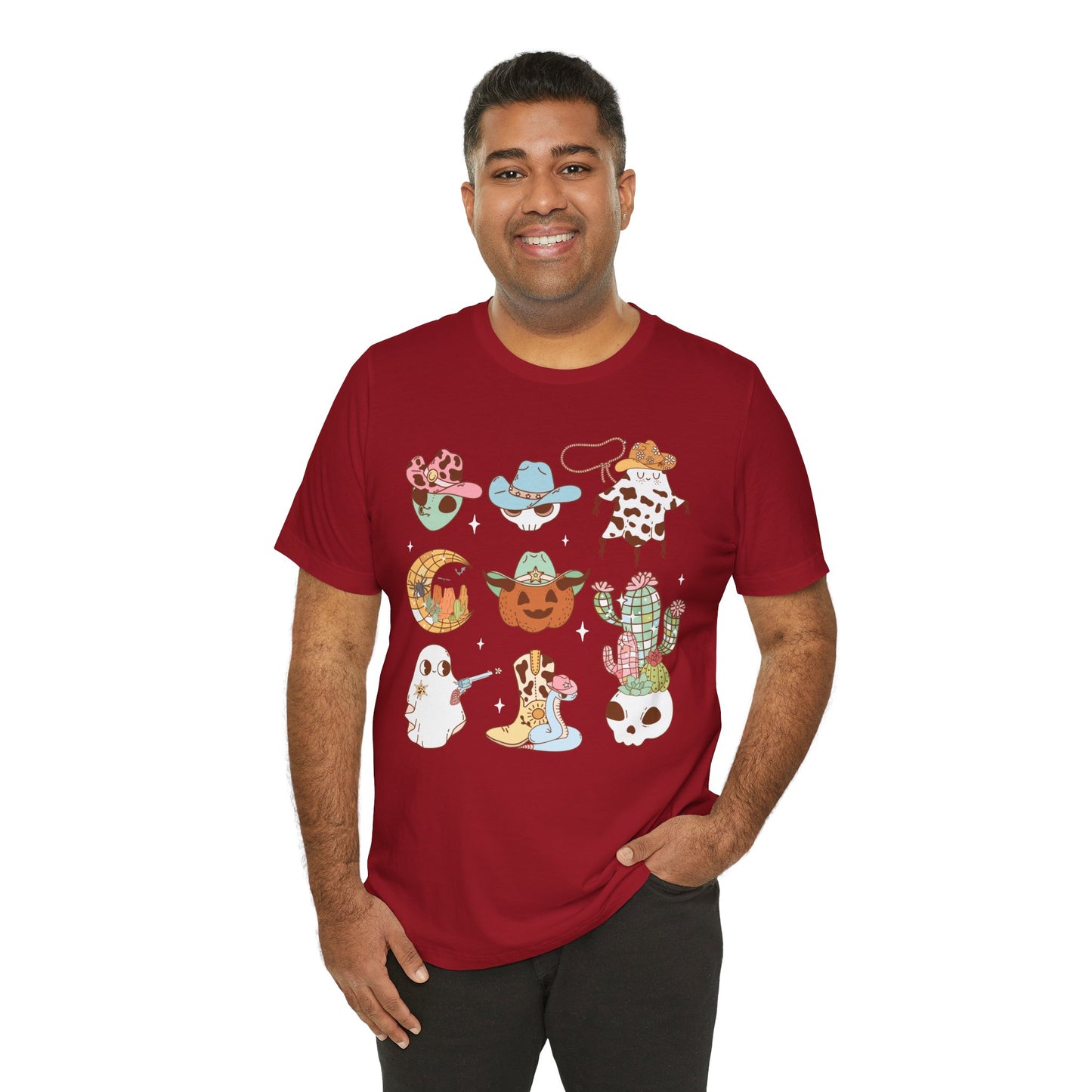 Western Halloween Cowboy Alien Rodeo Skull Spooky Ghost Kids T-Shirt
