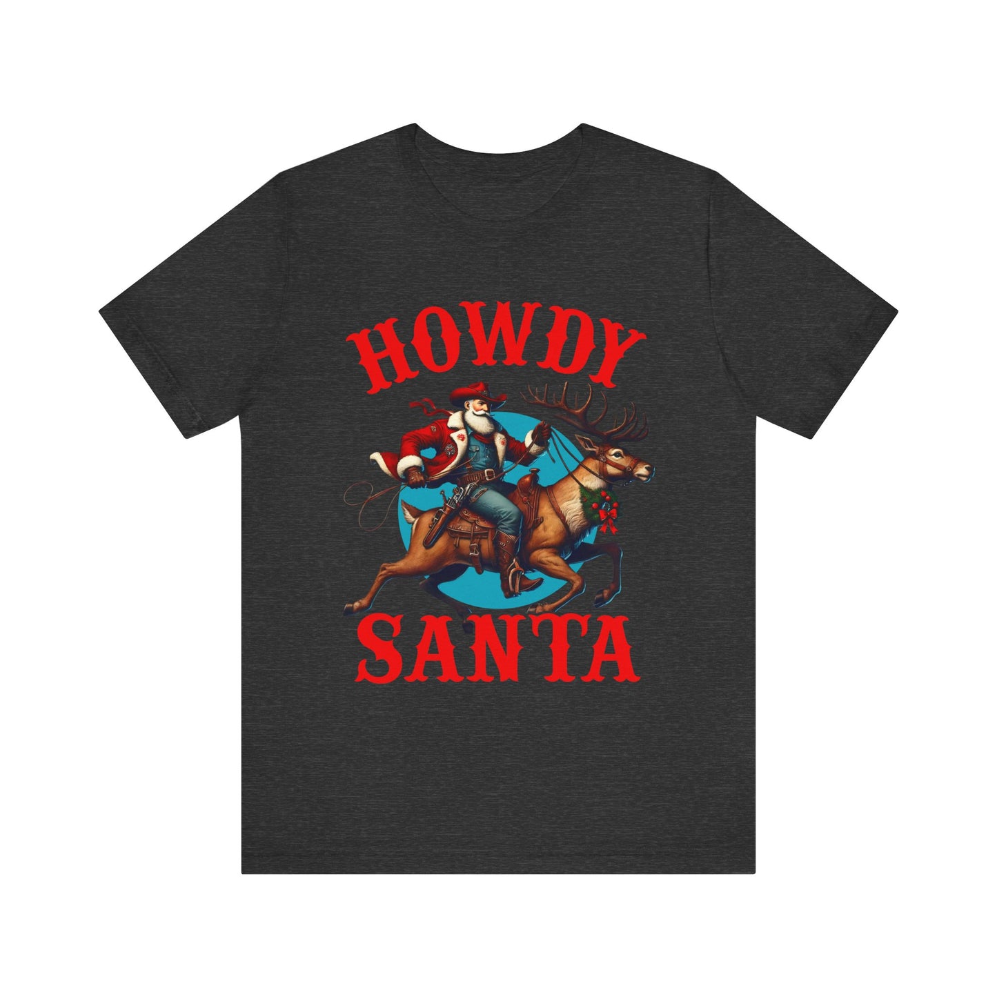 Howdy Santa Shirt – Funny Western Cowboy Riding Reindeer Christmas Rodeo Tee