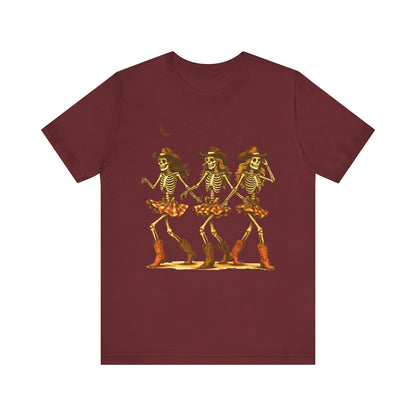 Skeleton Cowgirls Shirt Line Dancing Western Halloween Rodeo Tee
