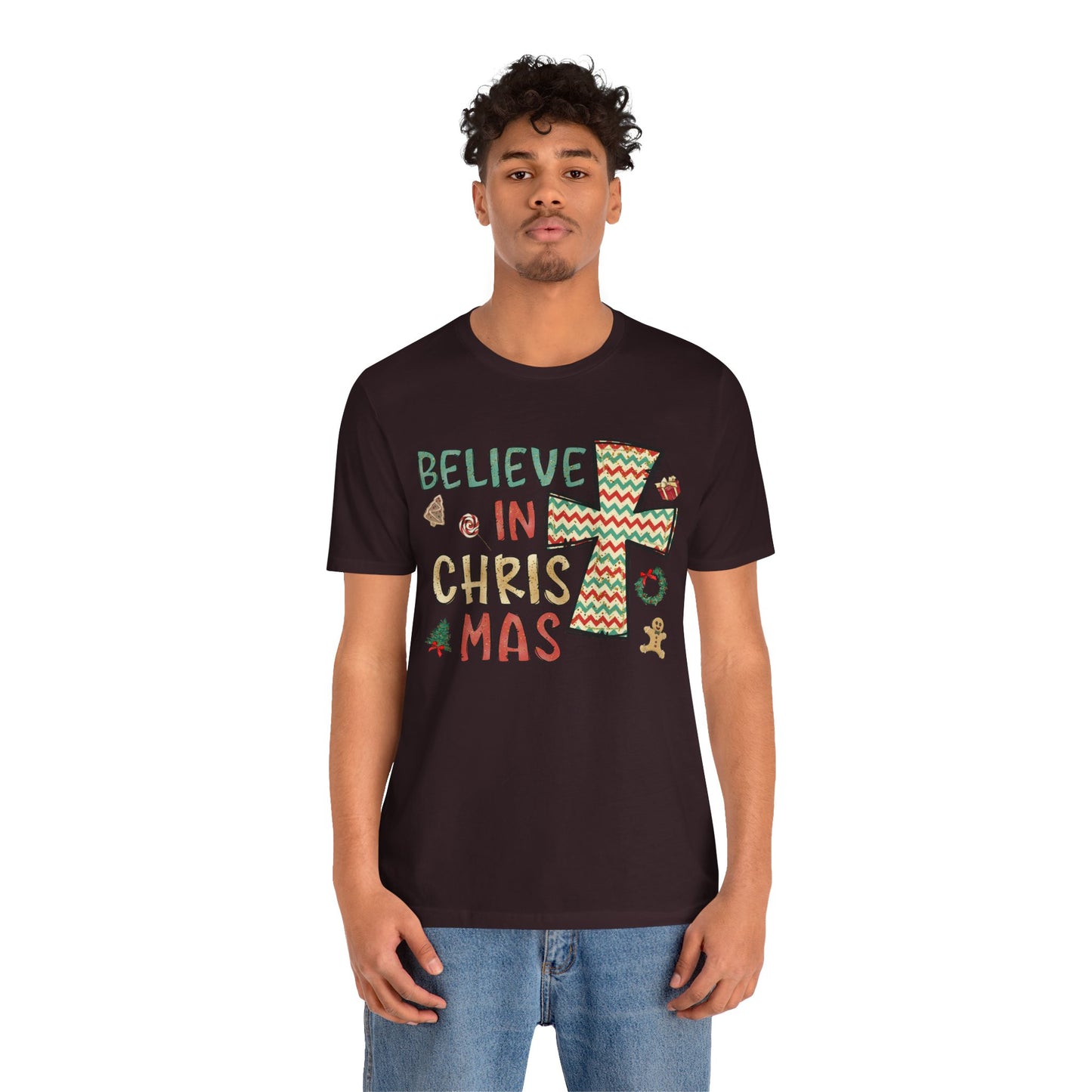 Believe in Christ-Mas Shirt – Retro Christian Jesus Vintage Holiday Faith Tee