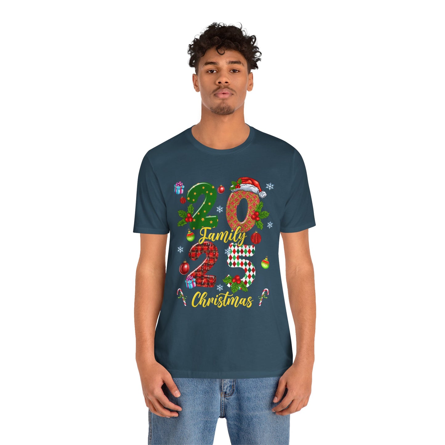 2025 Family Christmas Shirt – Red Plaid Santa Hat Matching Holiday Tee