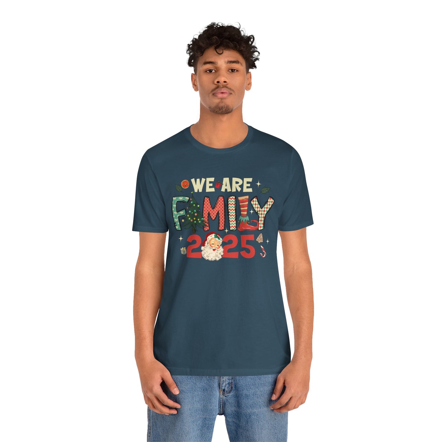 Vintage We Are Family Christmas Shirt – Retro Santa & Tree Matching Holiday Tee