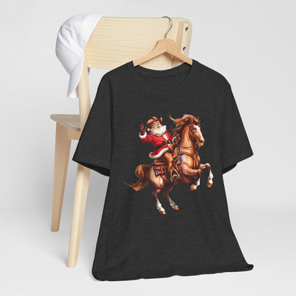 Cowboy Santa on Bucking Horse Shirt – Funny Western Rodeo Christmas Tee