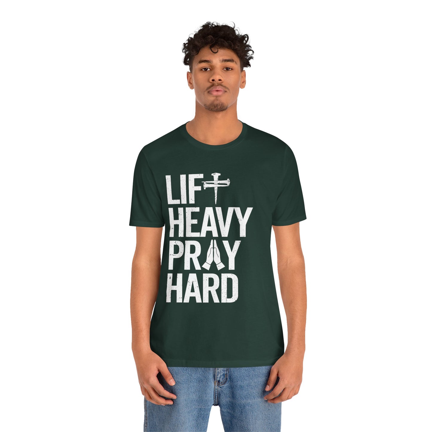 Lift Heavy Pray Hard Cross Nails Trendy Christ Gym Vintage T-Shirt