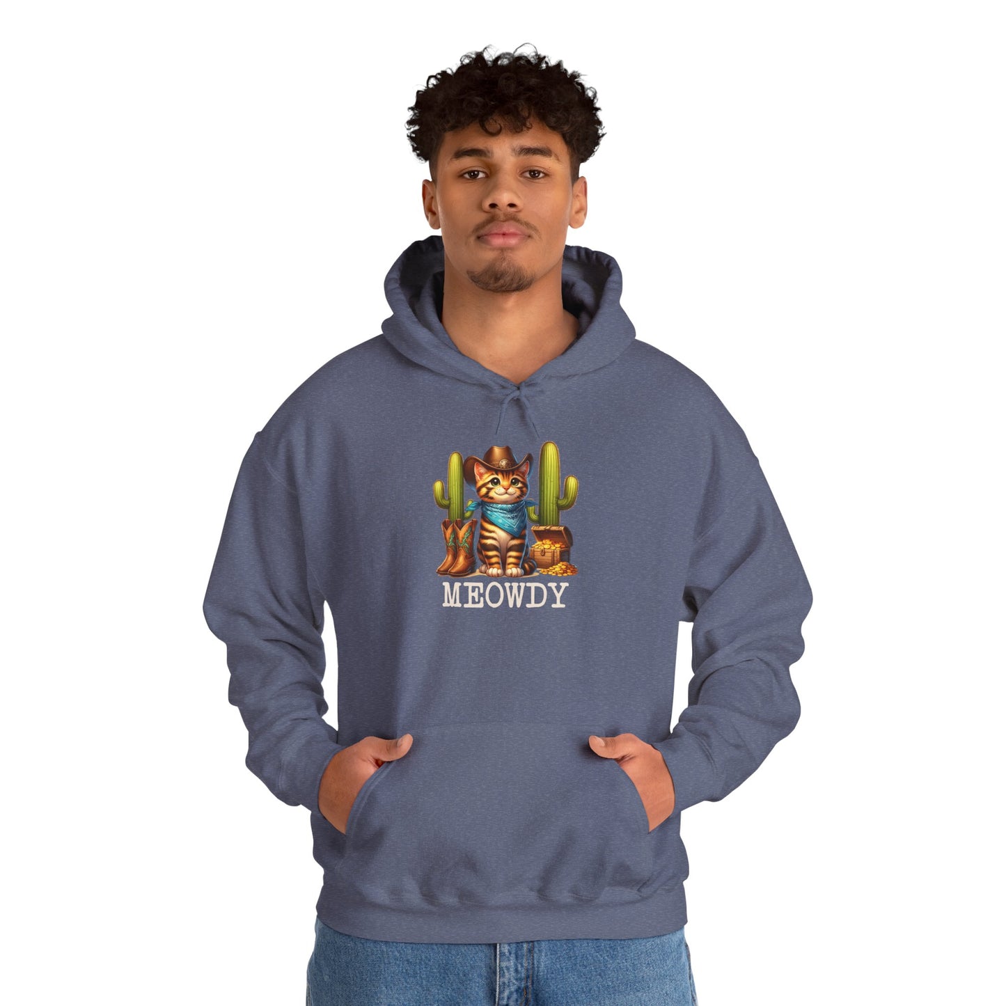 Meowdy Cowboy Cat Hoodie – Western Howdy Southern Country Cactus Pullover