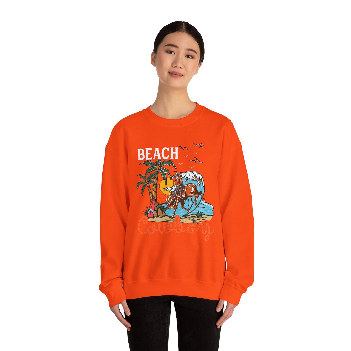 Beach Cowboy Sweatshirt – Tropical Palm Tree Western Rodeo Texas Pullover