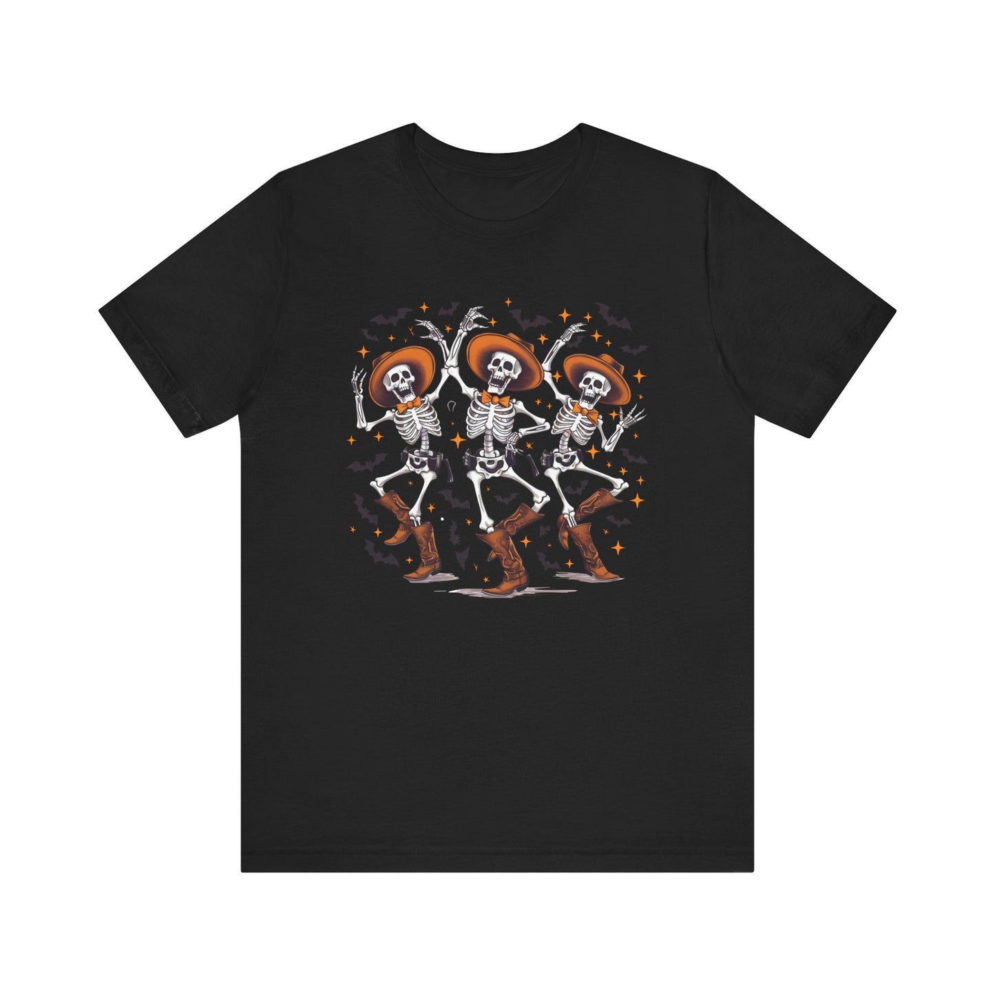 Dancing Skeleton Cowboy Western Rodeo Halloween Spooky Vibes T-Shirt