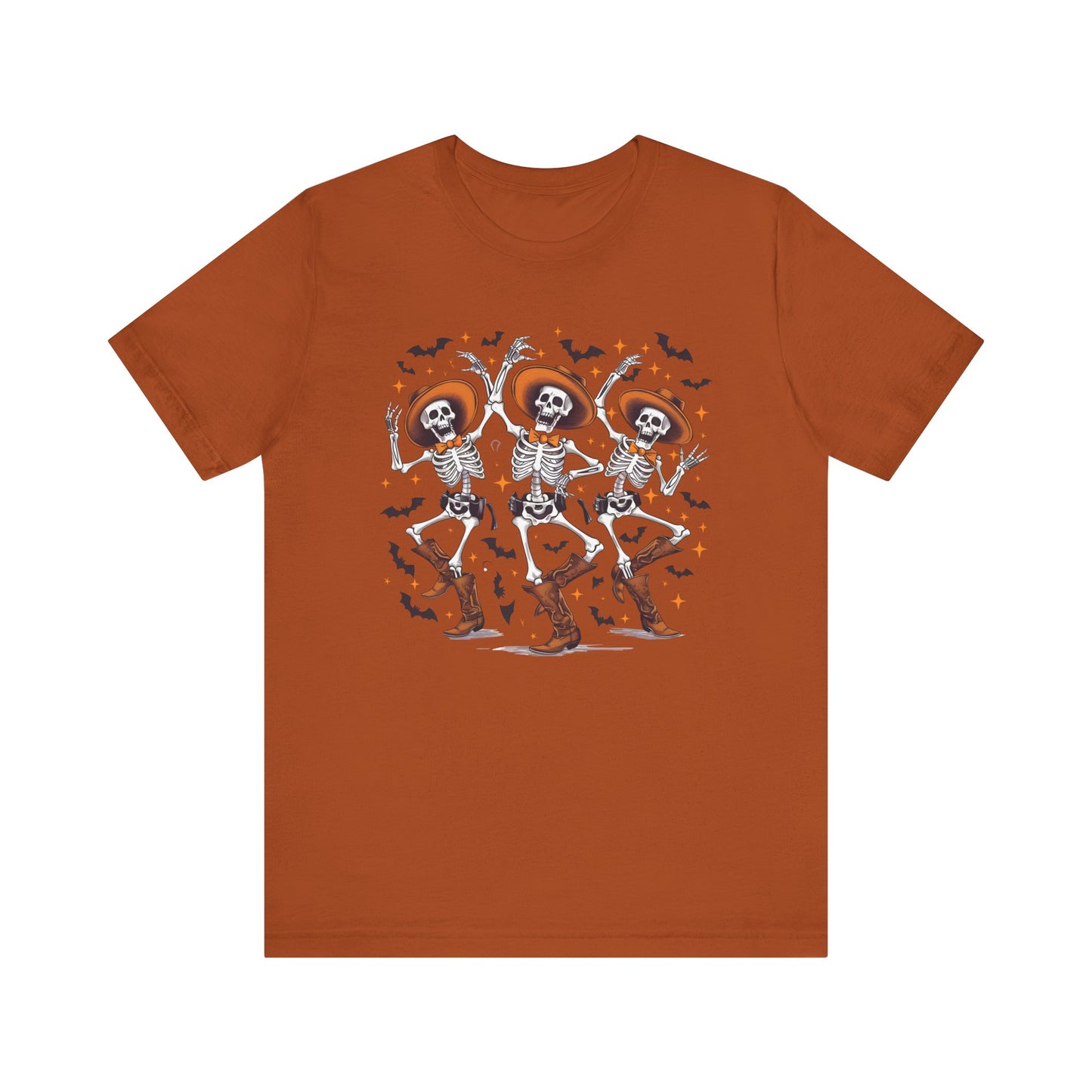 Dancing Skeleton Cowboy Western Rodeo Halloween Spooky Vibes T-Shirt