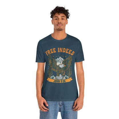 Free Indeed Shirt – Vintage John 8:36 Christian Eagle Bible Prayer Tee