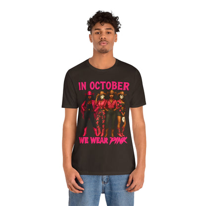 In October We Wear Pink Shirt – Western Cowgirl Squad Halloween Awareness Tee