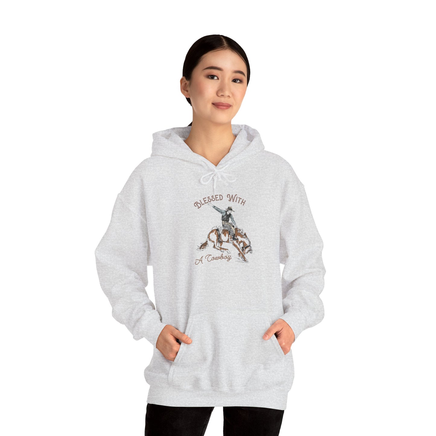 Blessed with a Cowboy Hoodie – Retro Christian Western Rodeo Country Pullover