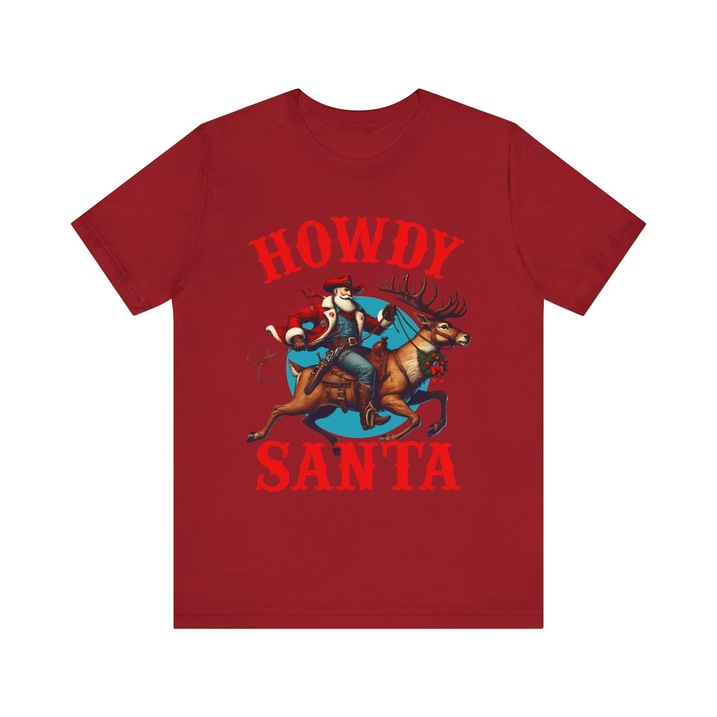 Howdy Santa Shirt – Funny Western Cowboy Riding Reindeer Christmas Rodeo Tee