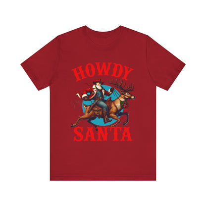 Howdy Santa Shirt – Funny Western Cowboy Riding Reindeer Christmas Rodeo Tee