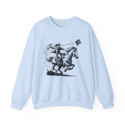 Retro Cowboy Riding Horse Sweatshirt – Christian Scripture Western Rodeo Pullover