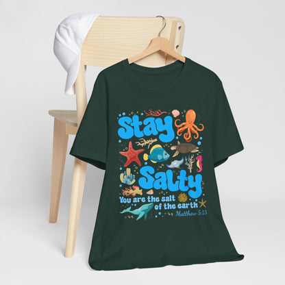 Stay Salty Shirt – Matthew 5:13 Christian Faith Ocean Kids Teachers Tee