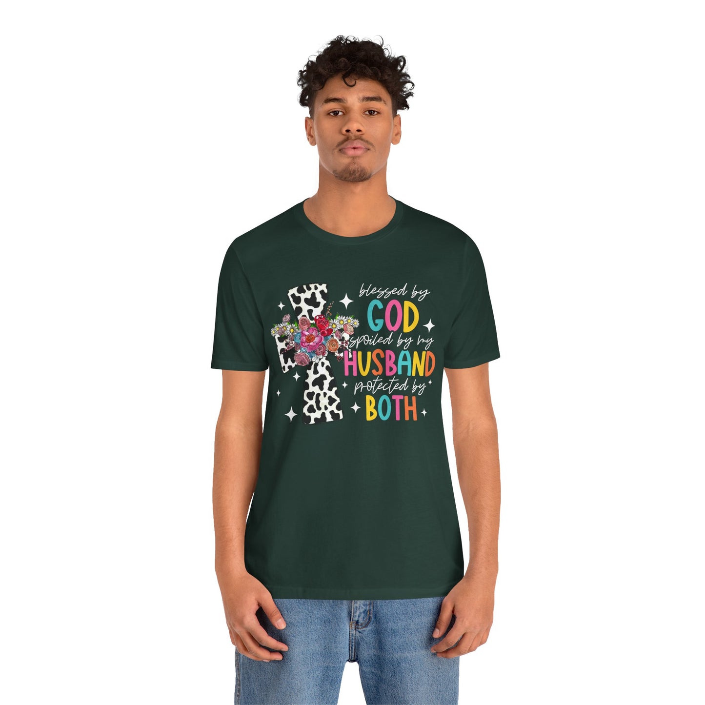 Blessed and Protected Shirt – Christian Floral Cross Leopard Print Bold Faith Tee