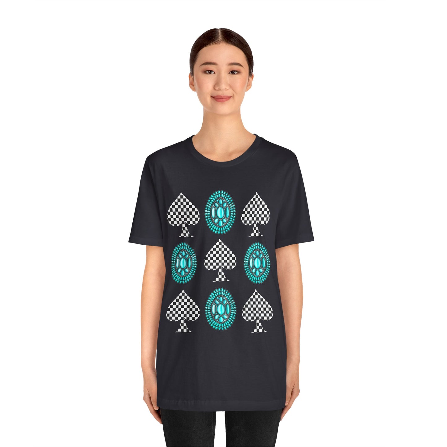 Western Turquoise Stone Shirt – Gemstone Playing Card Texas Rodeo Tee