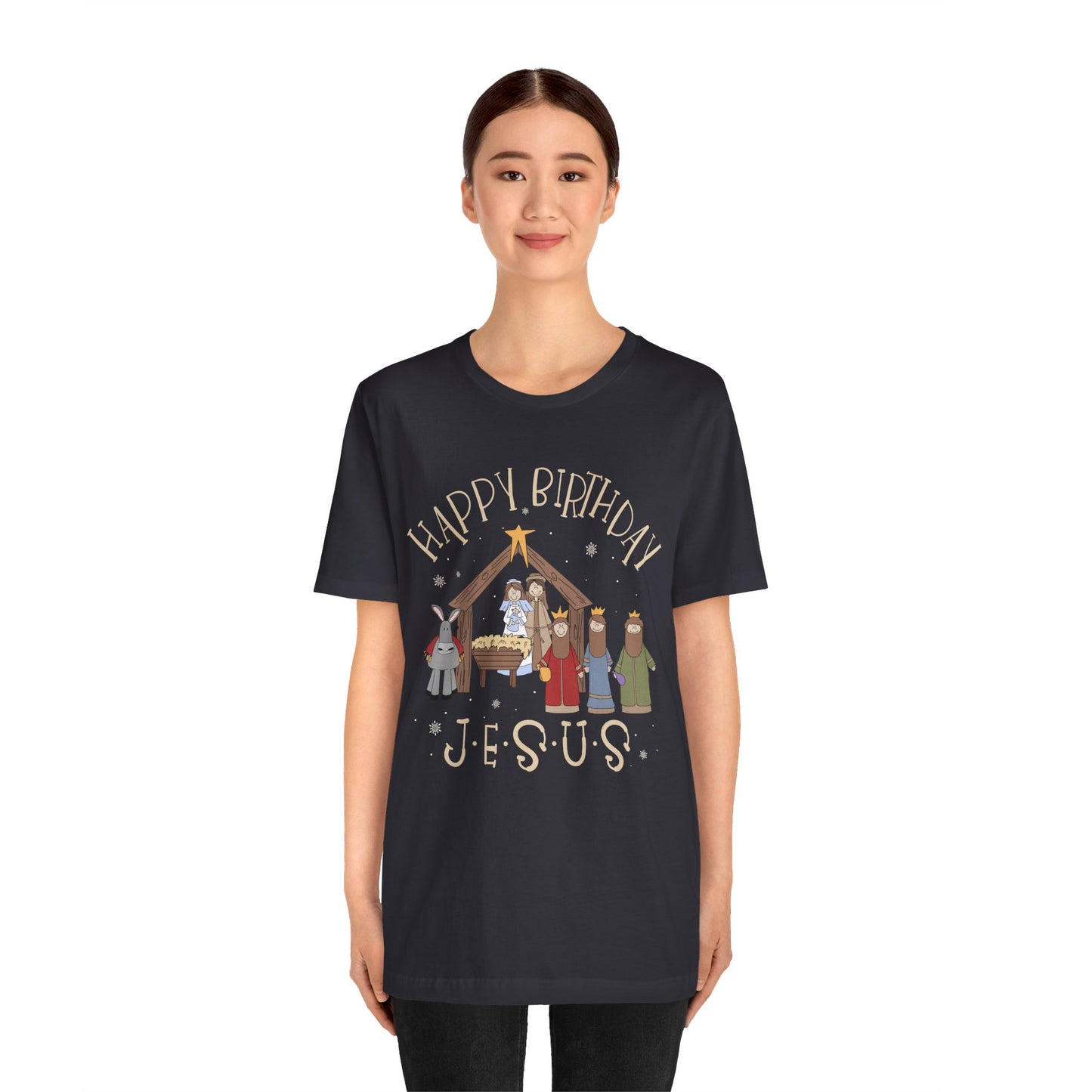 Nativity Happy Birthday Jesus Shirt – Christian Faith-Filled Christmas Tee
