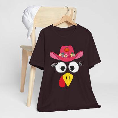 Thanksgiving Matching Couples Shirt Funny Turkey Face Cowboy Cowgirl Tee